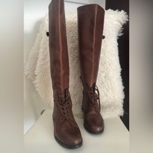 Tall leather BOOTS  Vero Cuoio  
Brown Genuine Leather